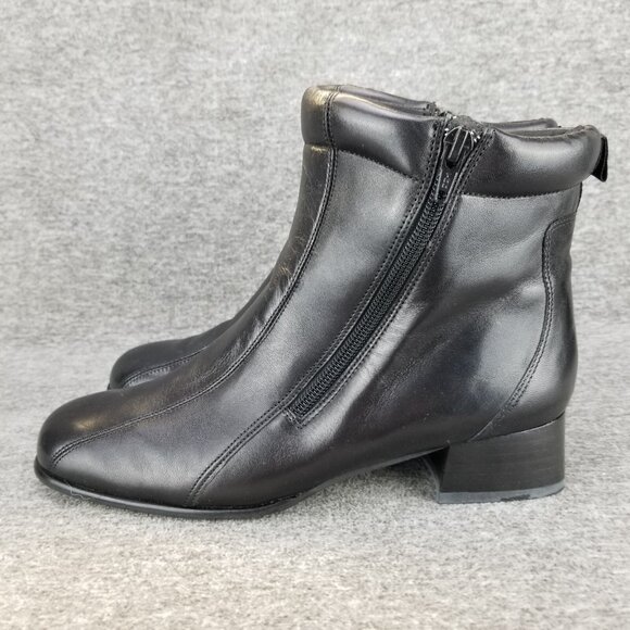 ✅ROS HOMMERSON Pom Pom Black Leather Double Sided Zip Ankle Booties Women's 8.5M - Picture 8 of 11